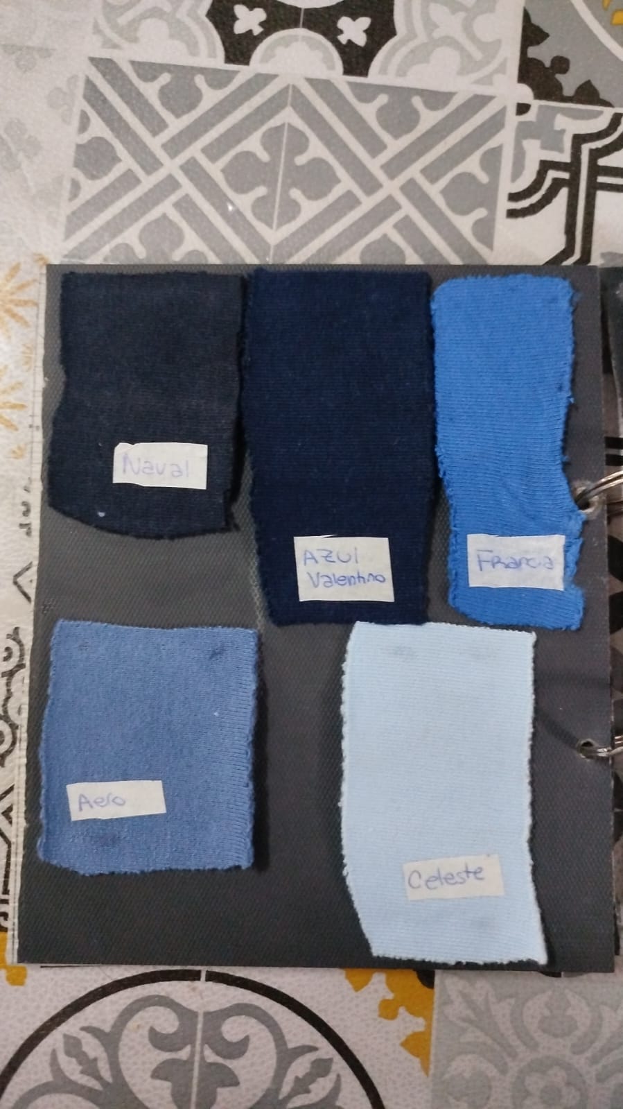 Muestrario real de tonos azules
